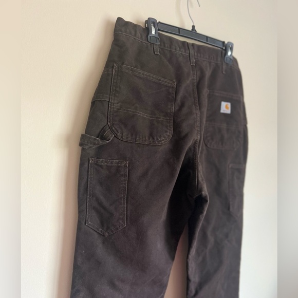 Carhartt Mens Brown Utility Carpenter Insulated Work Pants Dark Brown Size 14x32 - Picture 5 of 9